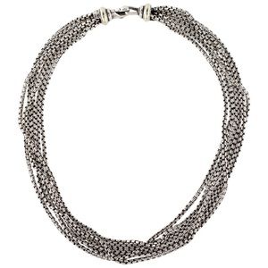David Yurman Sterling Silver & 14K Gold Six Strand Box Chain Necklace 16"